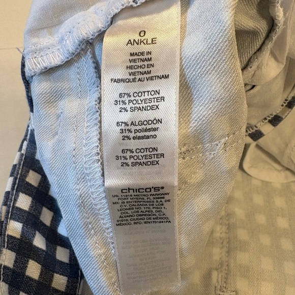 Chico’s Perfect Stretch Girlfriend Slim Leg Ankle checkered pants size Chico’s 0 - Picture 7 of 8